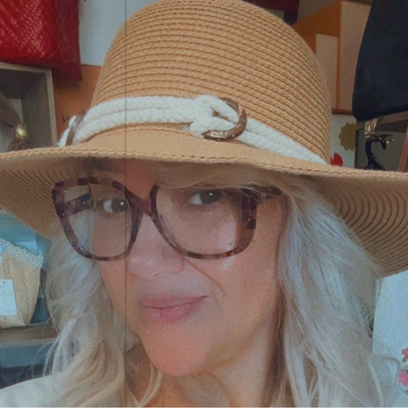 Royal Road Trading CO OSFM Accessories - Cupshe Tropical Sail Straw Hat with a white rope band and round details